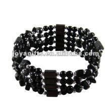 Magnetic Black Plastic Beaded Wrap Bracelets &amp; Collier 36 &quot;